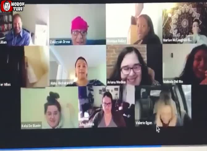 Video :A lady walks to the restroom, forgetting she is on a video conference with her coworkers